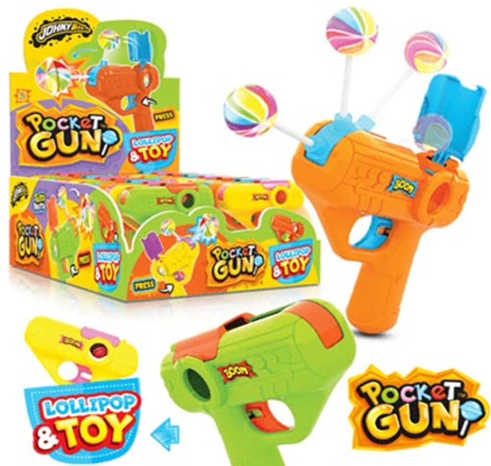 Леденец в пистолете (Pocket Gun Pop) 16шт*5гр Johny Bee