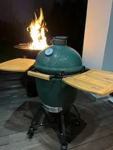 Керамический гриль Big Green Egg L Large (большой), 46 см, ножки с рукояткой, столики