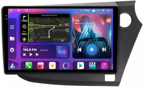 Магнитола для Honda Insight 2 2009-2014 (правый руль) - FarCar BM9-2K-22-304 монитор 9.5" 2K QLED на Android 14, Быстрая, CarPlay, 4G SIM-слот
