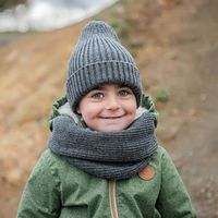 Шапка свечка из смесовой шерсти однослойная с отворотом  "Графит меланж"