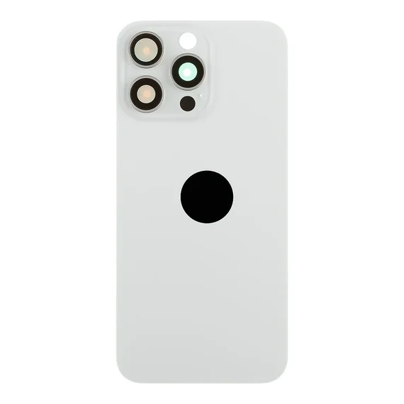 Задняя крышка для iPhone 15 Pro Max (белый) в сборе со стеклом камеры с кольцом MagSafe
