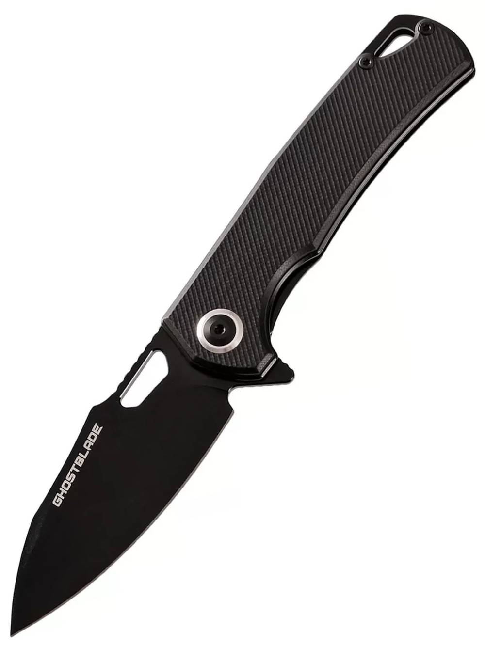 Нож складной GhostBlade Polter, сталь D2, 58-62 HRC, Spear-point, рукоять G10 чёрная, замок Liner lock, флиппер, 107 г