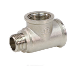 Тройник латунь никель переходной Ду 20х20х15 (3/4"х3/4"х1/2") ВР/ВР/НР VALFEX VF.134.N.034.034.012