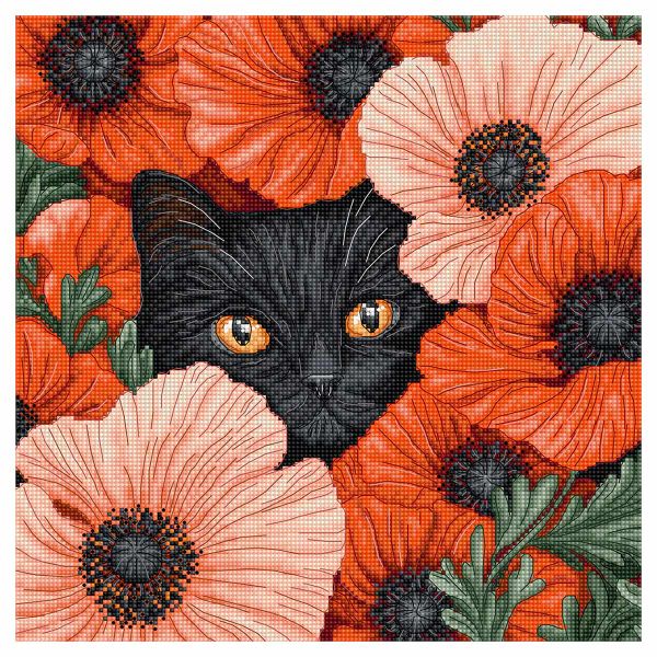 Набор для вышивания нитками LetiStitch L9949, Маковые глазки 24х24см
