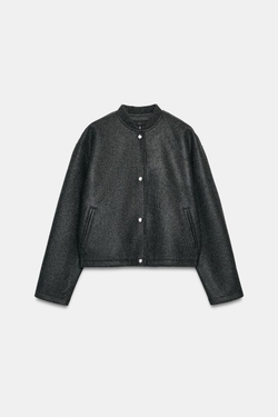 ZARA БОМБЕР ИЗ МЯГКОЙ ТКАНИ, СЕРЫЙ