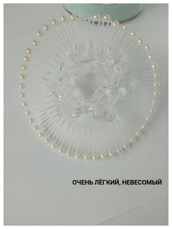 Ободок-гребень с жемчужными бусинами коричневый
