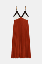 ПЛИССИРОВАННОЕ ПЛАТЬЕ МИДИ С БУСИНАМИ — ZARA