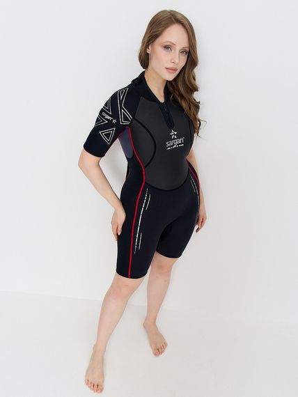 Гидрокостюм Sargan Nero 2.0 Shorty lady 3 мм черный красная отстрочка