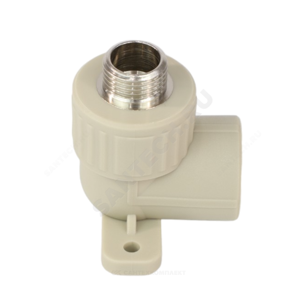 Угольник PP-R комбинированный серый Дн 20х1/2" НР с креплением VALFEX 10121020Г