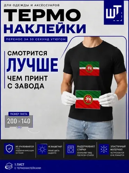 Термонаклейка Флаг и герб Татарстана для переноса на одежду