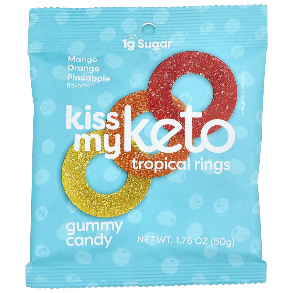 Kiss My Keto, Gummy Candy, тропические кольца, манго, апельсин и ананас, 6 пакетиков по 50 г (1,76 унции)