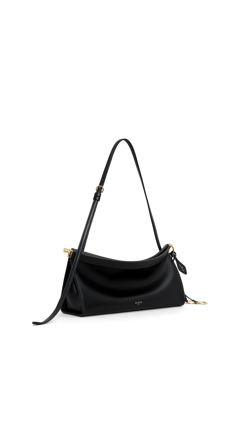 ALAÏA СУМКА LE CLICK EAST WEST ИЗ НАТУРАЛЬНОЙ КОЖИ, ЧЕРНЫЙ