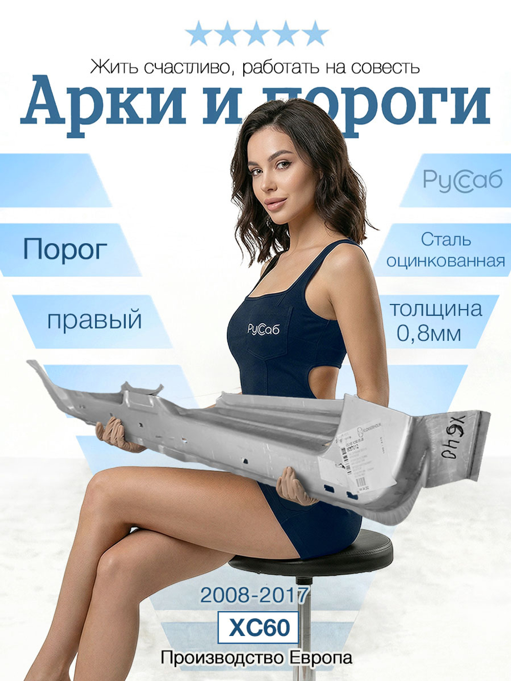 Порог правый Volvo XC60 2008-2017 (Klokkerholm)