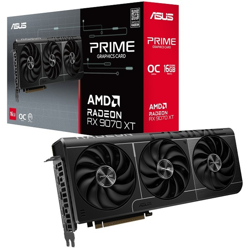 Видеокарта ASUS Radeon RX 9070 XT PRIME OC 16GB (PRIME-RX9070XT-O16G), (90YV0L71-M0NA00)