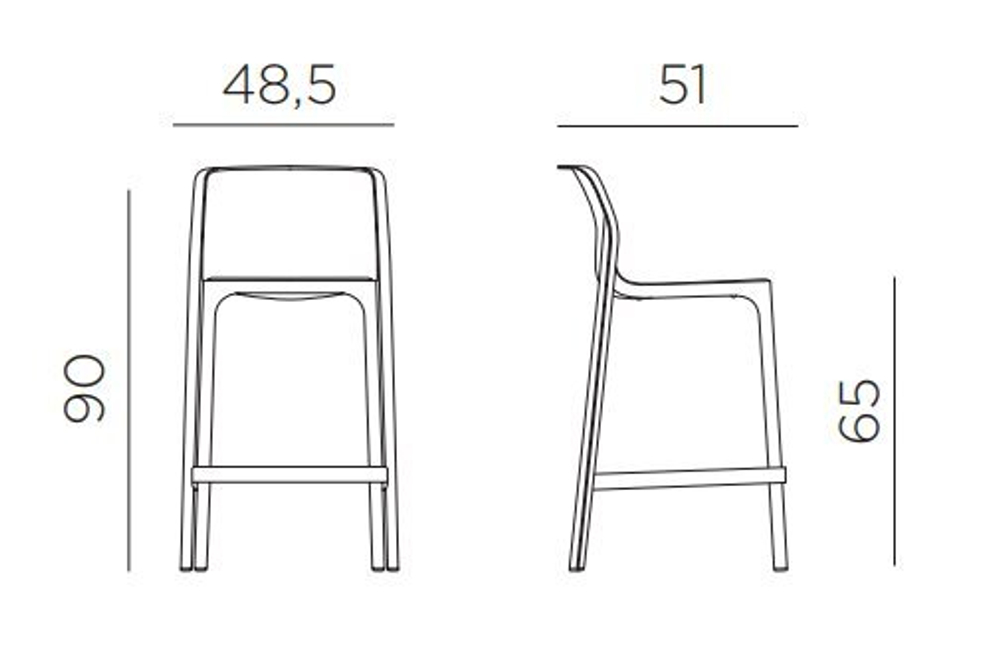 Стул пластиковый полубарный Nardi Net Stool Mini, антрацит
