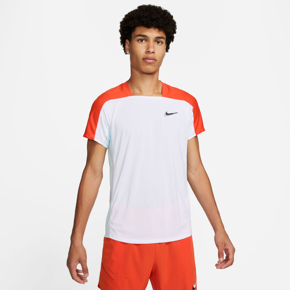 Мужское теннисное поло Nike Dri-Fit Slam T-Shirt Men - White, Orange