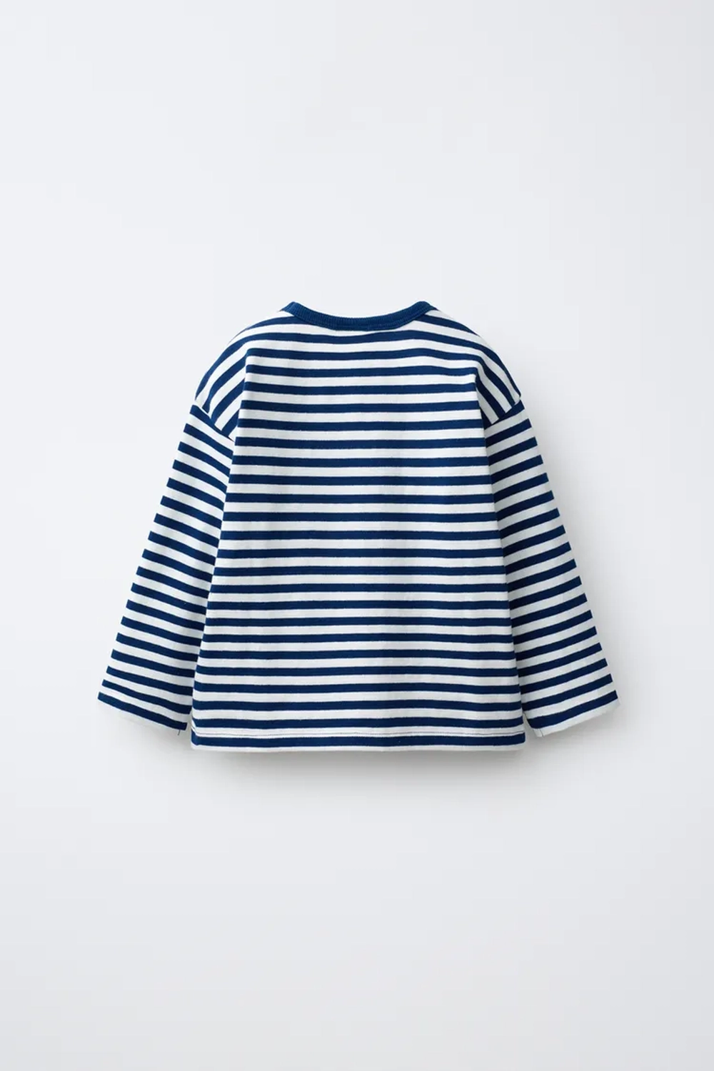 ZARA ЛОНГСЛИВ В ПОЛОСКУ С ВЫШИВКОЙ «СЕРДЦЕ», СИНИЙ
