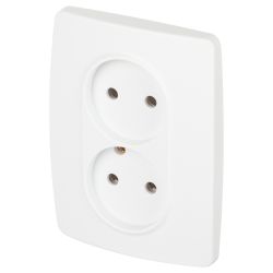 Розетка ЭРА Серия 12 12-2107-01М двойная 2X2P 16А-250В белый матовый | Эра 12