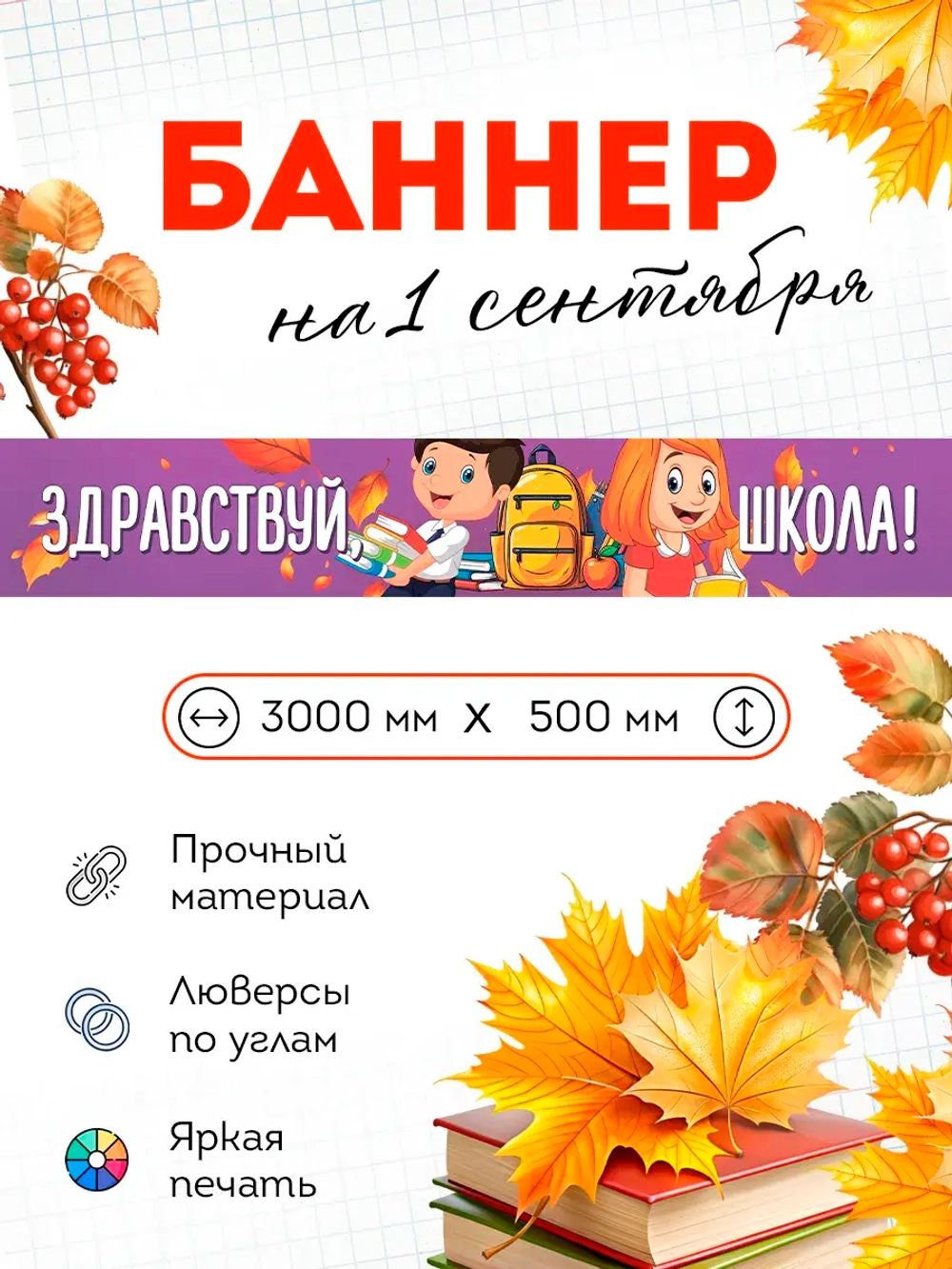 Баннер на 1 сентября "Здравствуй школа"