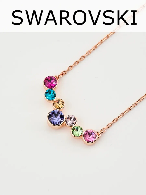 Колье-дуга Эльза с разноцветными кристаллами Swarovski