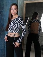 топ с завязками для танцев pole dance с принтом зебра