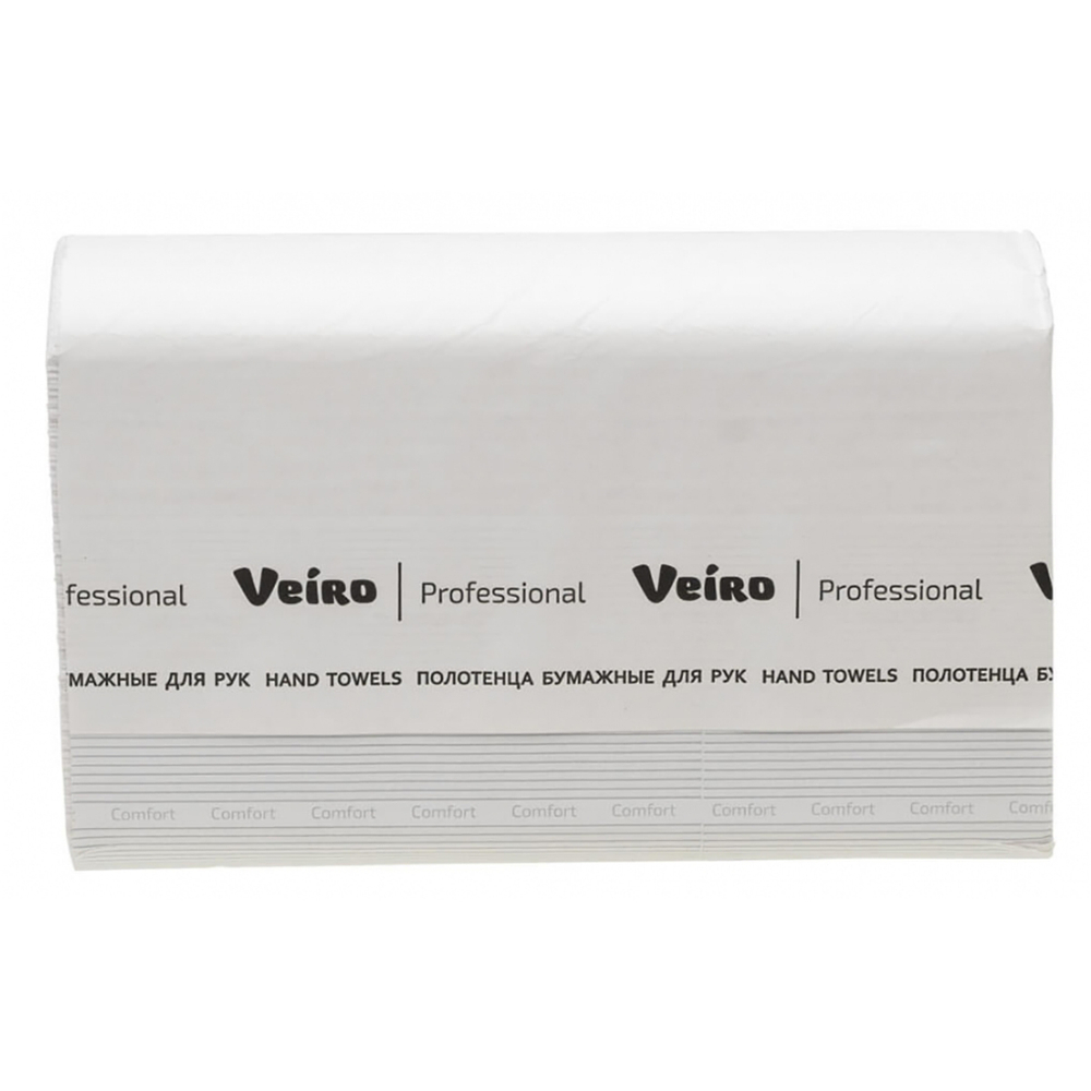 Бумажные полотенца W-сложения в пачках Veiro Professional Comfort белые двухслойные (21 пачка по 150 л)