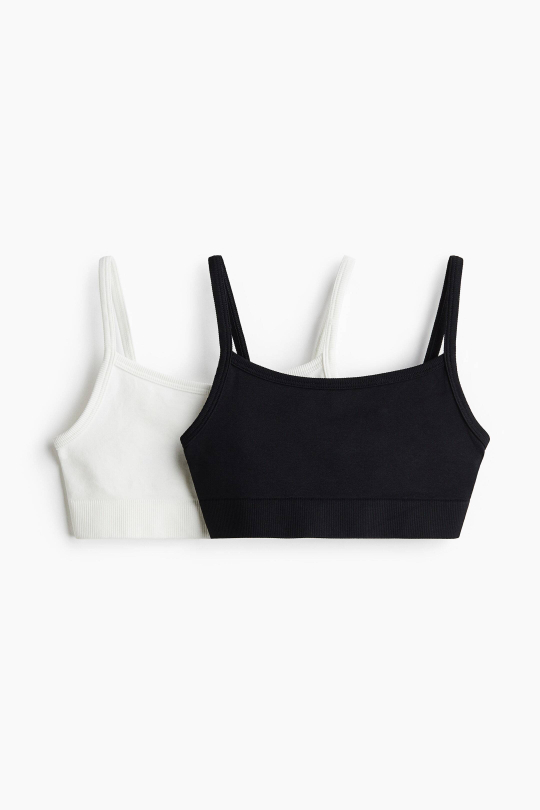 H&M Набор из двух бесшовных спортивных топов DryMove, белый/черный
