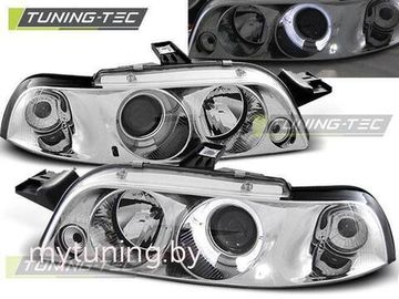 Передние фары Fiat Punto MK1 angel eyes chrome