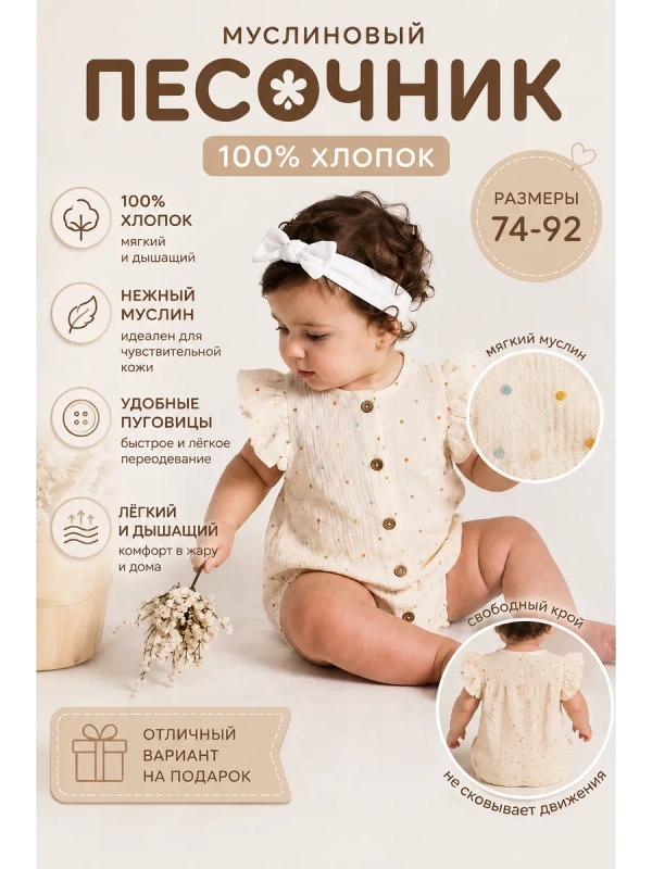 Песочник муслиновый для малышей