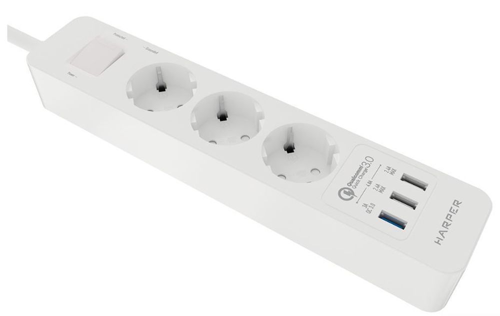 Удлинитель с USB зарядкой HARPER UCH-420 White QC3.0