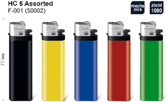 Зажигалка "Pride" F-001 HC 5 Assorted  50шт * 20бл (50002)