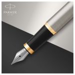 Ручка перьевая Parker "IM Brushed Metal GT" синяя, 0,8мм, подарочная упаковка