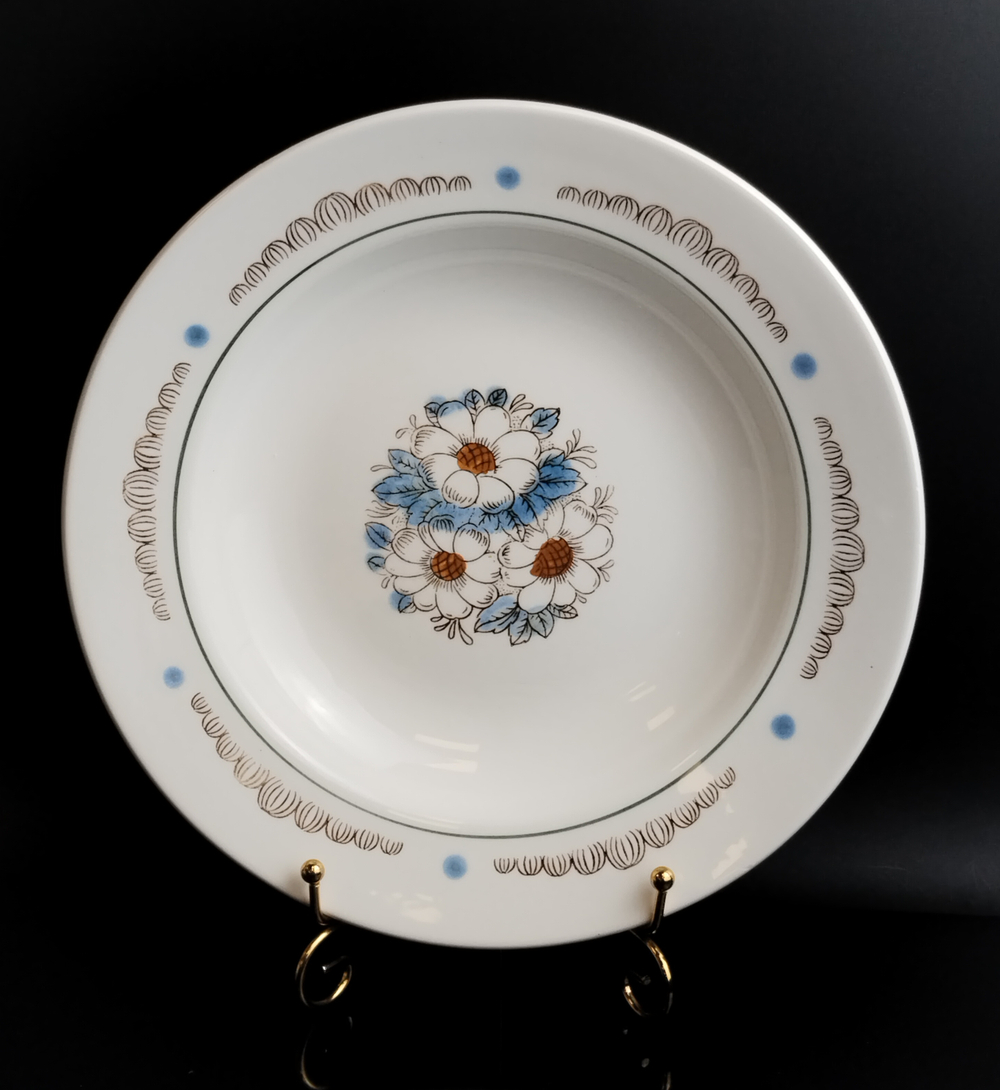 Тарелки суповые на 2 персоны, фаянс, "Ромашки", ЗиК, Конаково, винтаж СССР 1974-1991 гг