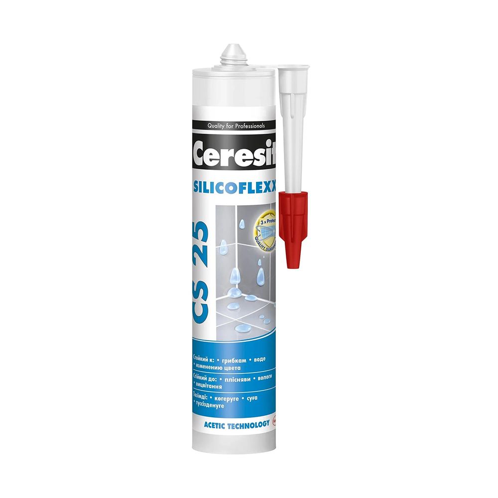 Герметик - затирка силиконовая Ceresit CS 25 Silicoflexx № 01, белая, 280 мл