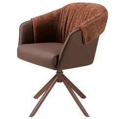 Поворотное кресло Angel Cerda 4245 из медно-коричневой экокожи и коричневой ткани
