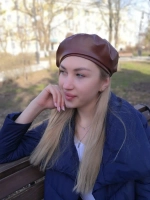 Берет весенний кожаный из экокожи