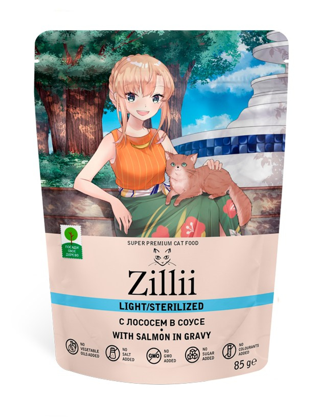 ZILLII Light Sterilized Лосось в соусе пауч для кошек 85 г