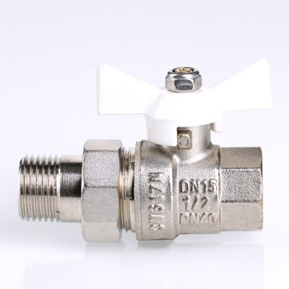 Кран шаровой Valtec BASE с полусгоном 3/4" вн.-нар. белая рукоятка (VT.227.NW.05)