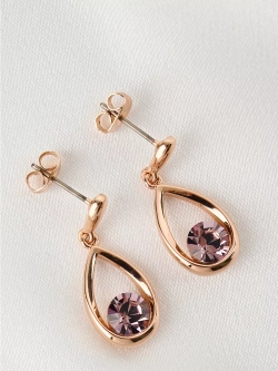 Серьги-капли Белла с розовыми кристаллами Swarovski