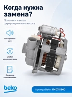 Нагнетательный рециркуляционный циркуляционный насос в сборе с улиткой и конденсатором 94W/125W для посудомоечных машин Beko, Blomberg, Kuppersberg, Whirlpool, Indesit, Ariston, Hansa, Brandt, IKEA 1740701900 (1740700500, патрубки Ø34/29мм)