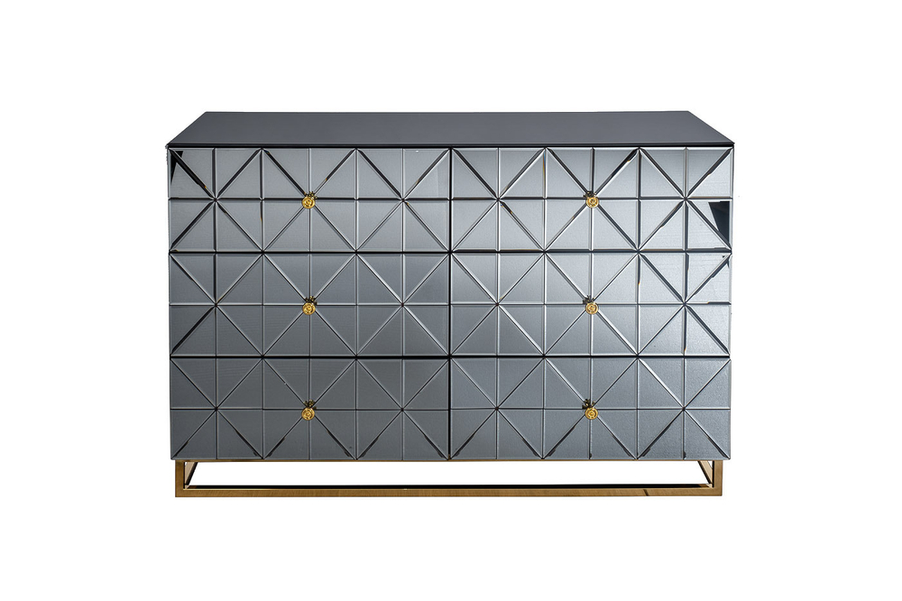 KFG126 Комод с матовой зерк. отделкой 6 ящиков 129*46*86см