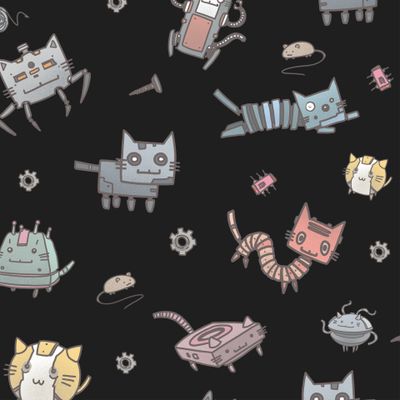 Коты-Роботы на черном