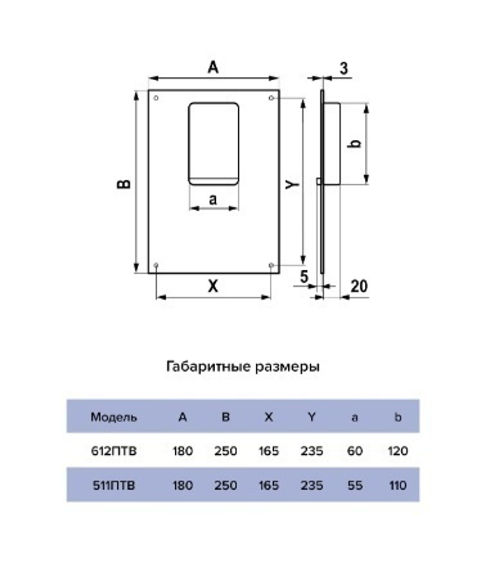 Площадка торцевая с фланцем 511ПТВ 110х55 мм вертикальная пластиковая