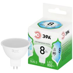 Лампа светодиодная ЭРА GREEN LINE LED MR16-8W-840-GU5.3 GL 8Вт софит яркий белый свет GU5.3 | Лампы cветодиодные Точечные (Софиты) (MR, PAR)