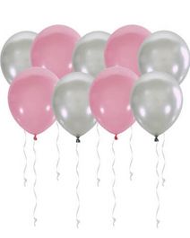 Воздушные шары 12"/30см ассорти (серебро/розовый), 25 шт