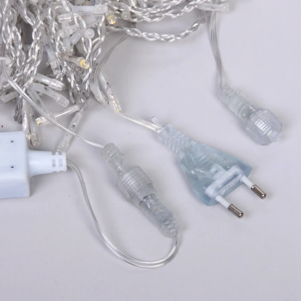 Гирлянда для улицы БАХРОМА «Мерцание» ш5м* в40/60см 180 ламп LED, прозр.пров,1 режим, IP-54, Белый/Теплый белый мерцает (возможность соединения)