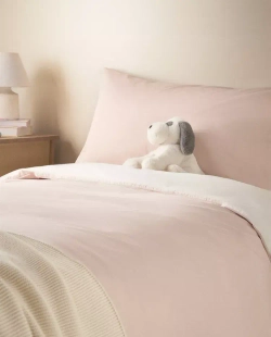 ZARA HOME ДЕТСКИЙ ДВУСТОРОННИЙ ПОДОДЕЯЛЬНИК, РОЗОВЫЙ