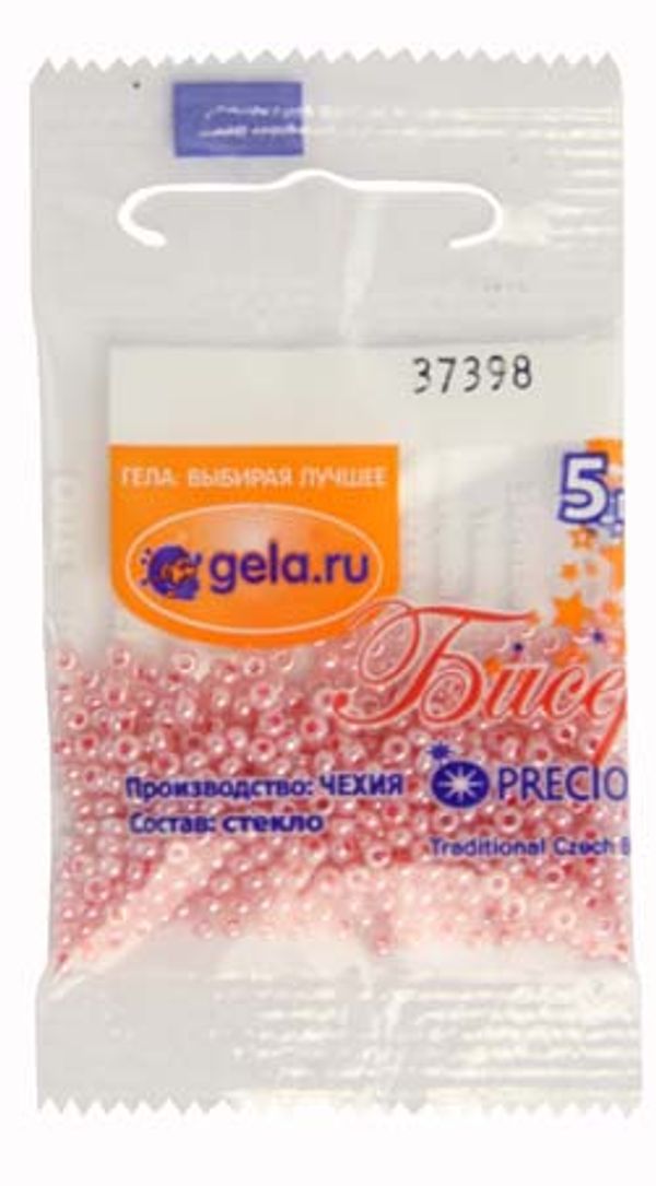 Бисер Preciosa 10/0, 50 г (10 шт по 5 г), цв.37398 светло-розовый жемчуж.