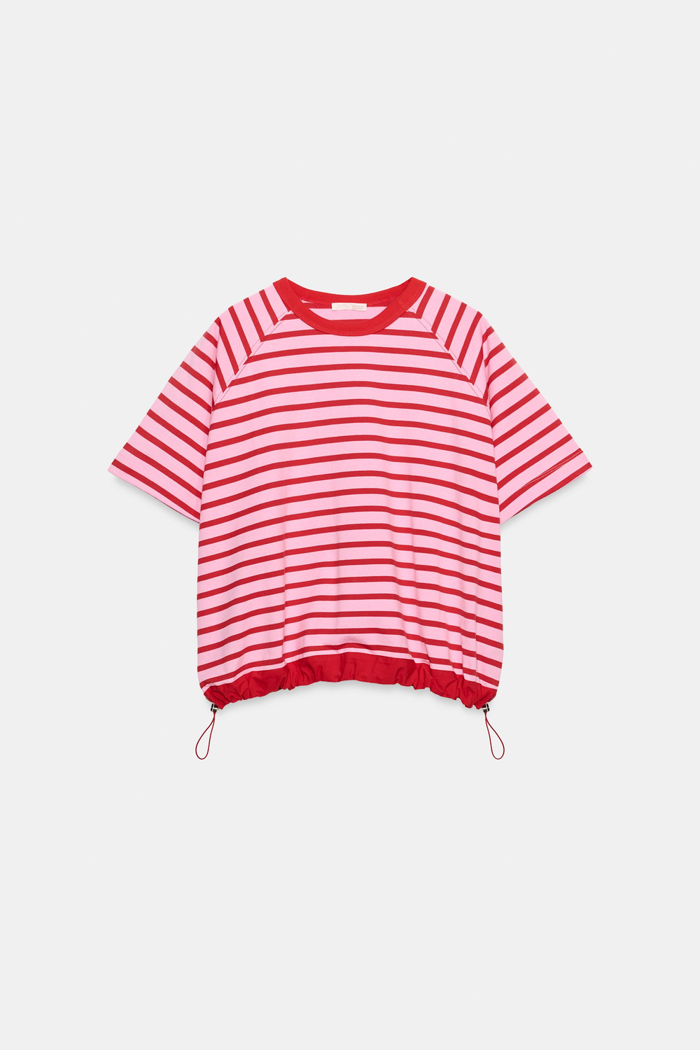 ZARA ФУТБОЛКА В ПОЛОСКУ СО СТОППЕРАМИ, РОЗОВЫЙ