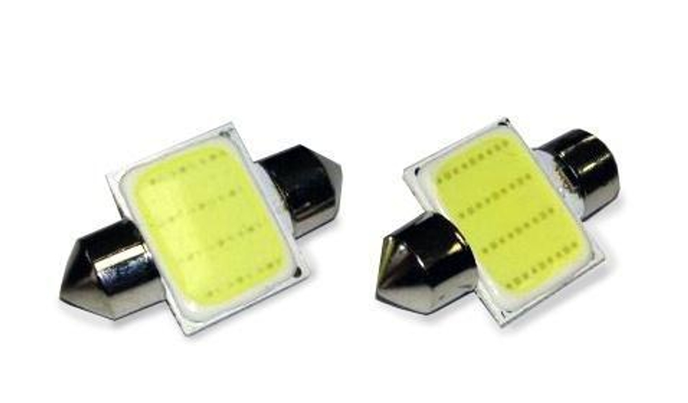 Лампа светодиодная 12V 5W салонный 31 мм белый COB 12 chip 2 шт. блистер AVS